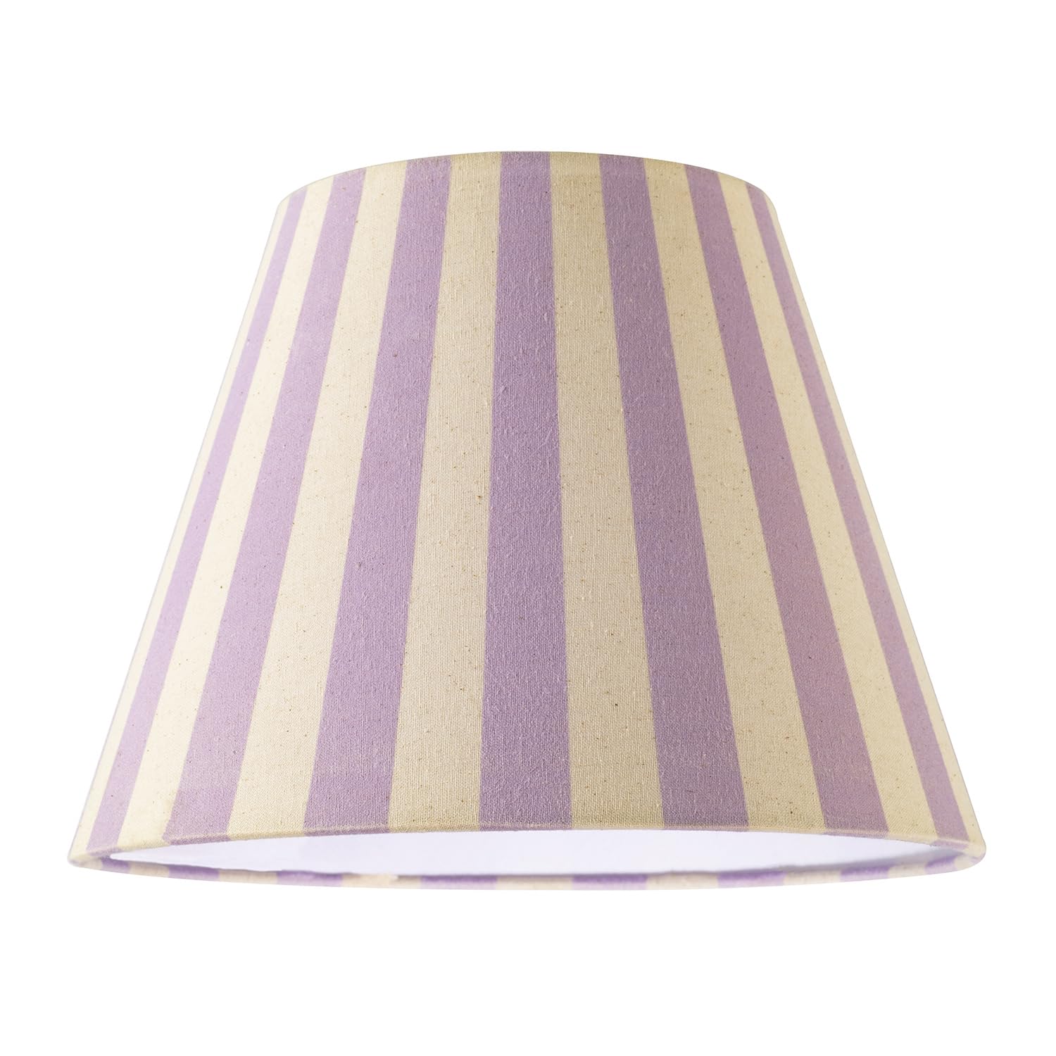 Lavender Lilac and Oatmeal Linen Stripe Coolie Shade with Cotton Inner by Hap...