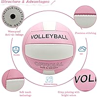 Vista 4 de Voleibol Tamaño Oficial 5 para Interior y Exterior, Voleibols de Toque Suave para Adultos, Juego de Playa, Piscina, Gimnasio, Entrenamiento, Diseño