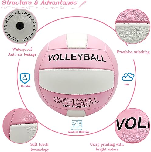 Miniatura 4 de Pelota de voleibol tamaño oficial 5 para interiores y exteriores, voleibol suave para niñas, niños, adolescentes, adultos, playa, piscina, juego,