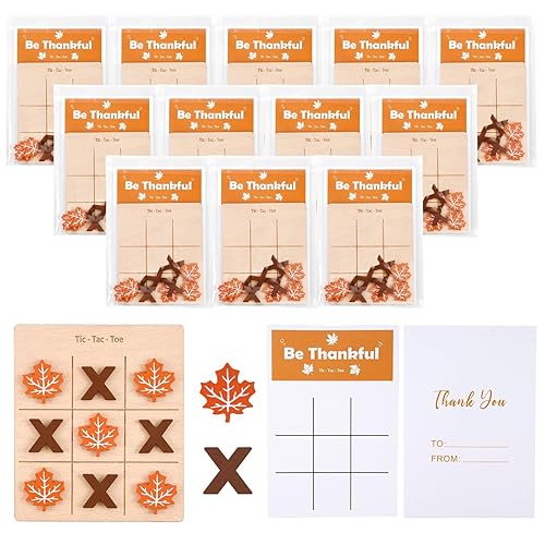 12 Pcs Fall Tic Tac Toe Game, Thanksgiving Wooden Tic