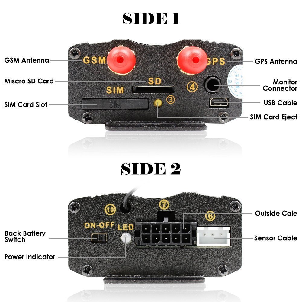 GPS Tracker GSM GPRS GPS Localizzatore Satellitare Antifurto Monitoraggio posizionamento Allarme di Emergenza in Tempo Reale Google Map per Auto Veicolo TK103B