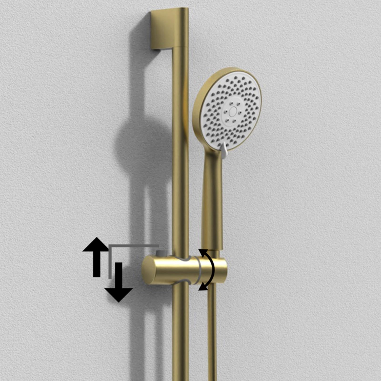 Grifo Mezclador de Bañera Y Ducha con Efecto Cascada 3 Modos de Agua Caliente Y Fría Monomando Acabado En Latón Cepillado Dorado