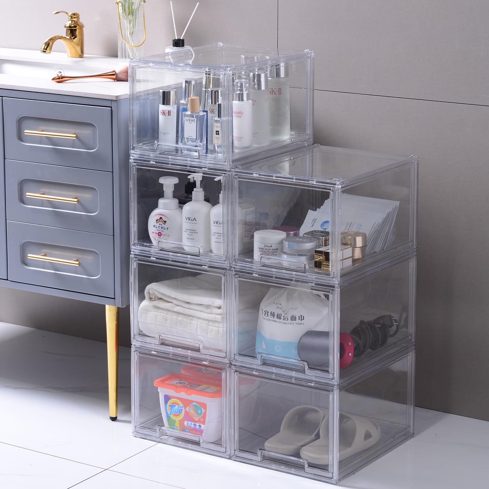 Large Clear Acrylic Storage Drawers Sterilite Clear Plastic Stackable