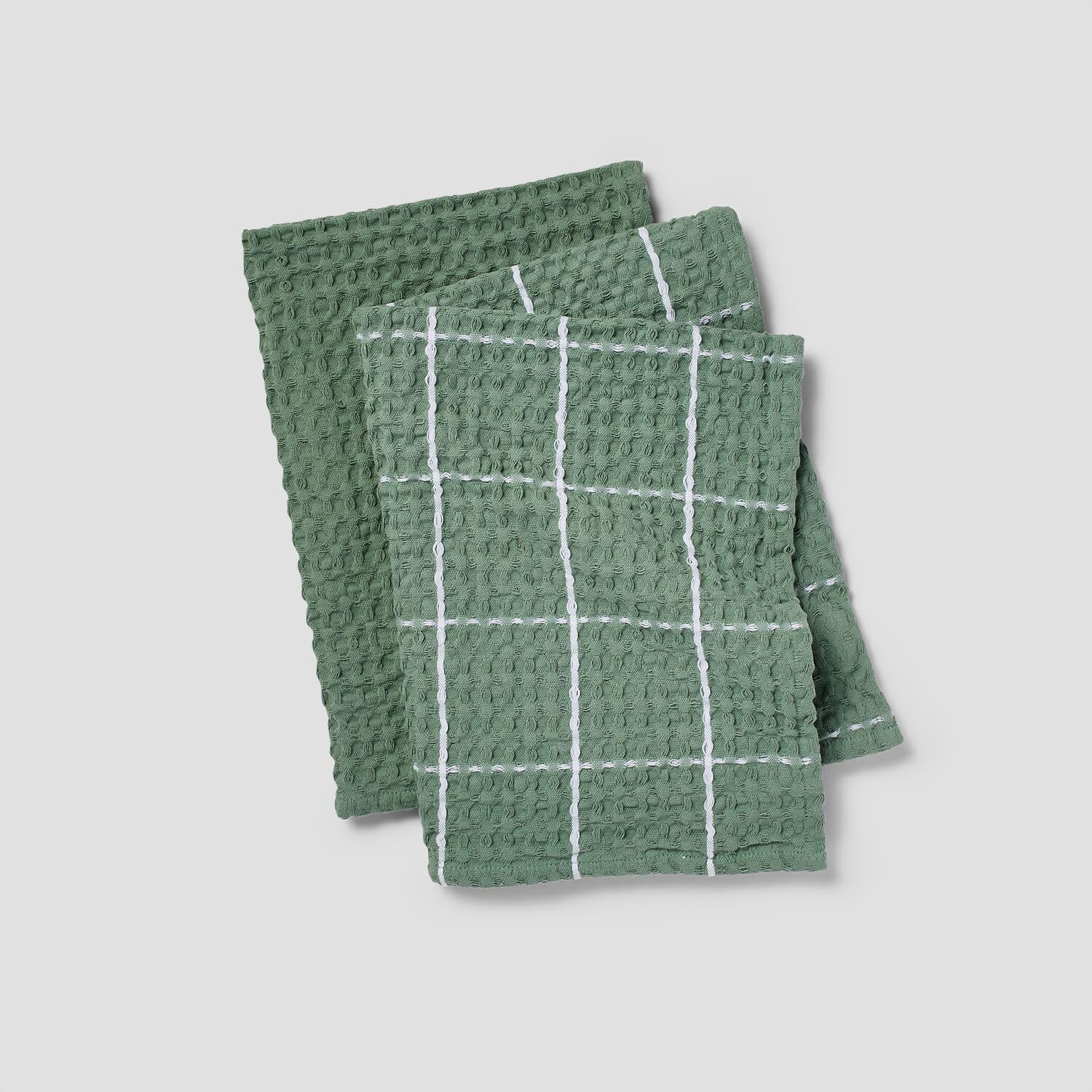 Sur La Table Washed Waffle Kitchen Towels – Set of 2 Ultra-Absorbent 28" x 20" Cotton Dish Towels with Soft Textured Weave, Non-Scratch, Machine Washable for Everyday Use, Charcoal