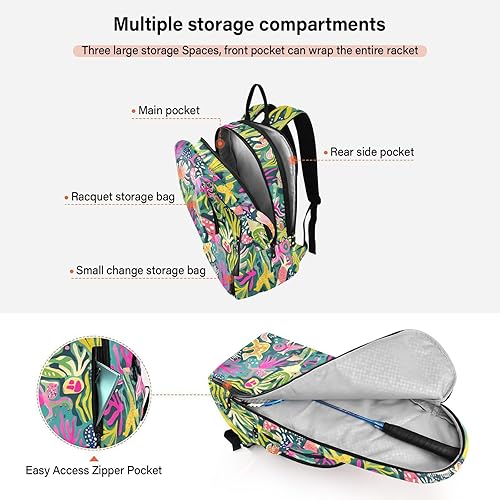 Miniatura 5 de Mochila de tenis ligera y colorida para mujeres y hombres, para tenis, bádminton, raquetas de tenis para principiantes