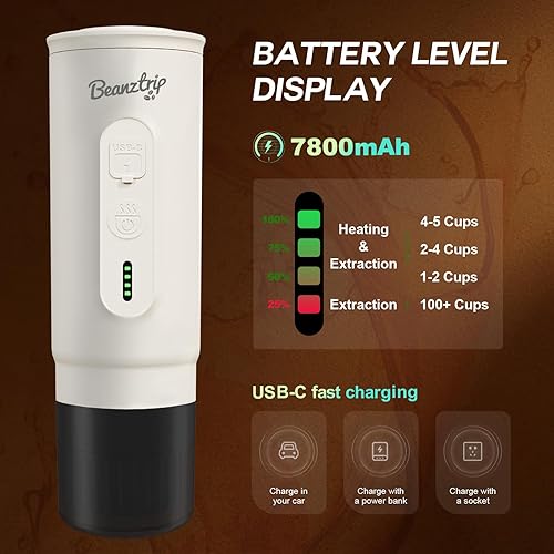 Miniatura 3 de H02 PRO - Cafetera portátil para café, cafetera eléctrica para viajes, máquina de café expreso para café molido y cápsulas NS, mini cafetera de 20