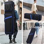 BOSSTIN 88 Case clavier avec roues, dimension intérieure: 53.5"x 15"x 7", Étanche à l'eau Rolling Gig Bag Clavier Piano Case pour 88 Clé pour piano (bleu)