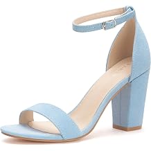 PARTY Womens Chunky Block Heels Open Toe Ankle Strap 3 Inch Heeled Sandals Comfortable for Wedding and Prom