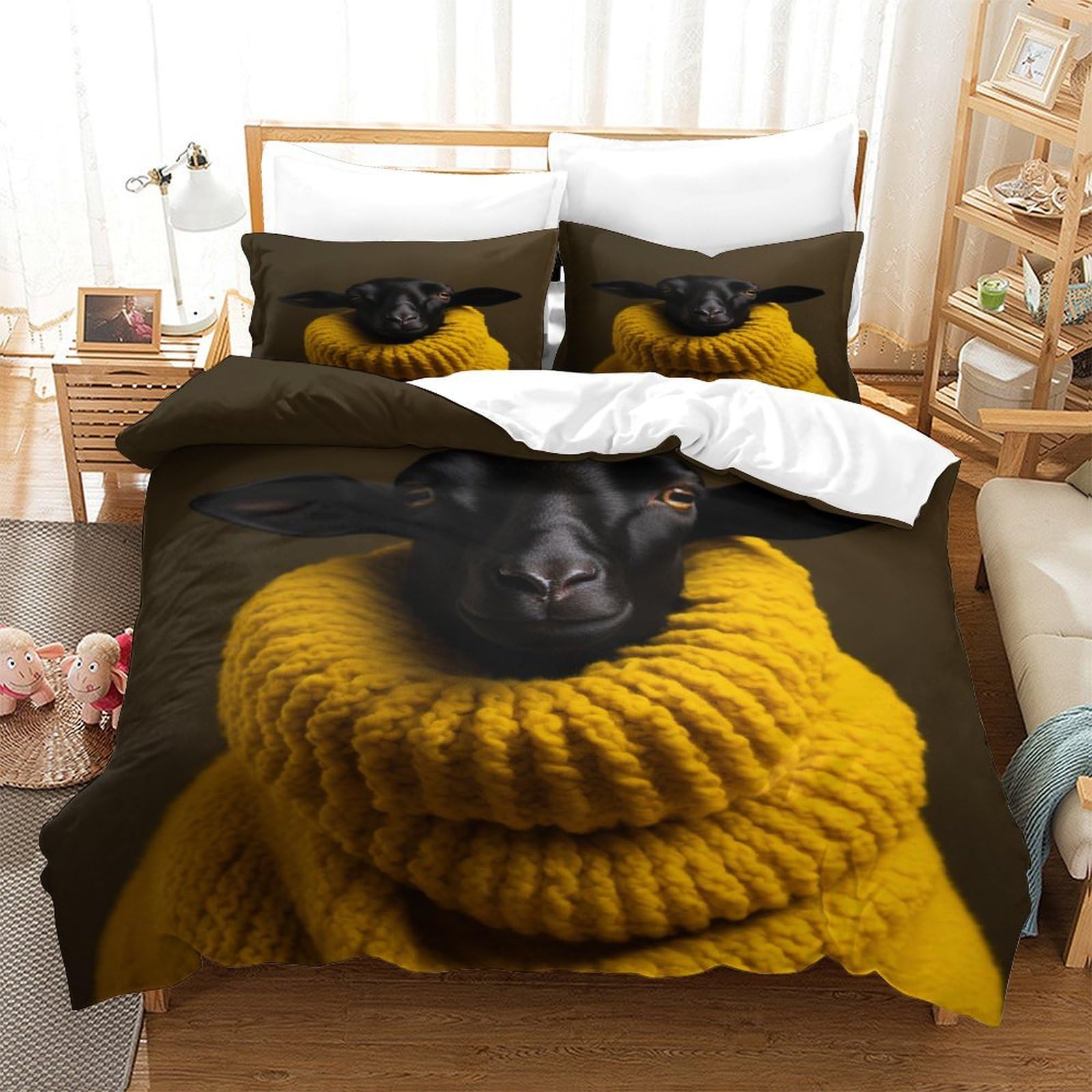 P1S9U7W5Y 3D Printed Black Dog Cozy Blanket Duvet Cover Set 3pcs Microfiber Dog Bedding Set King
