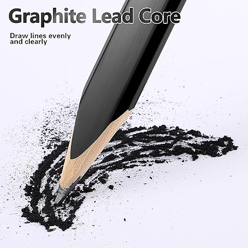 Miniatura 24 de 14 lápices de carpintero, 7 pulgadas, octogonal plano, negro, para carpintería, resistente, con sacapuntas y soporte retráctil para carpintería