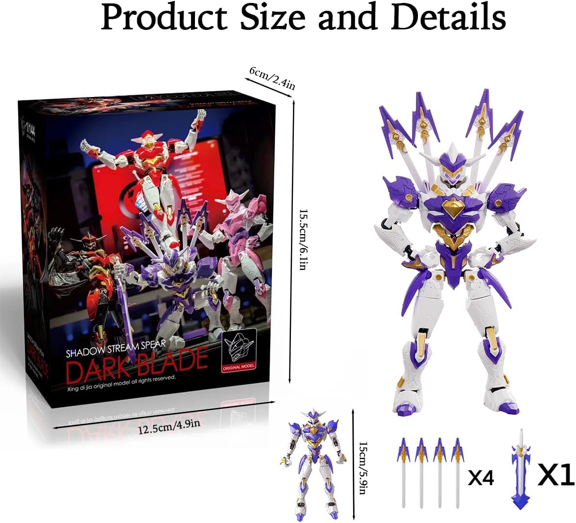 T13 Action Figures, Multi-Jointed Movable Mecha Samurai Robot Figures with Sword, Articulated Cool Posable Dummy 13 Display Model for Collectors Desktop(Assembly Required)(White-Blue) image 2