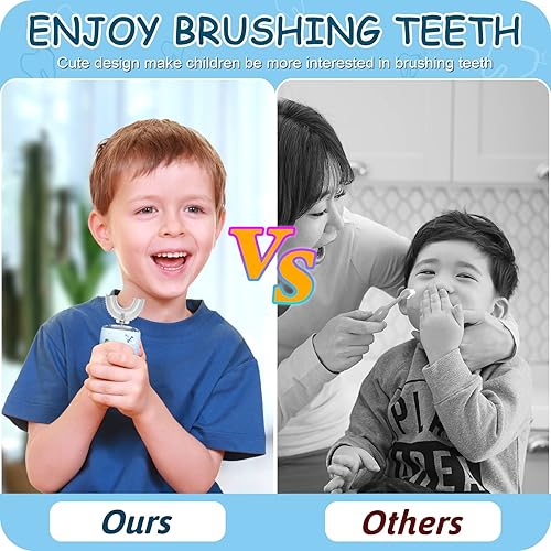 Miniatura 6 de Cepillo de dientes eléctrico en forma de U para niños cepillo de dientes eléctrico para niños de 2 a 6 años, cepillo de dientes sónico recargable