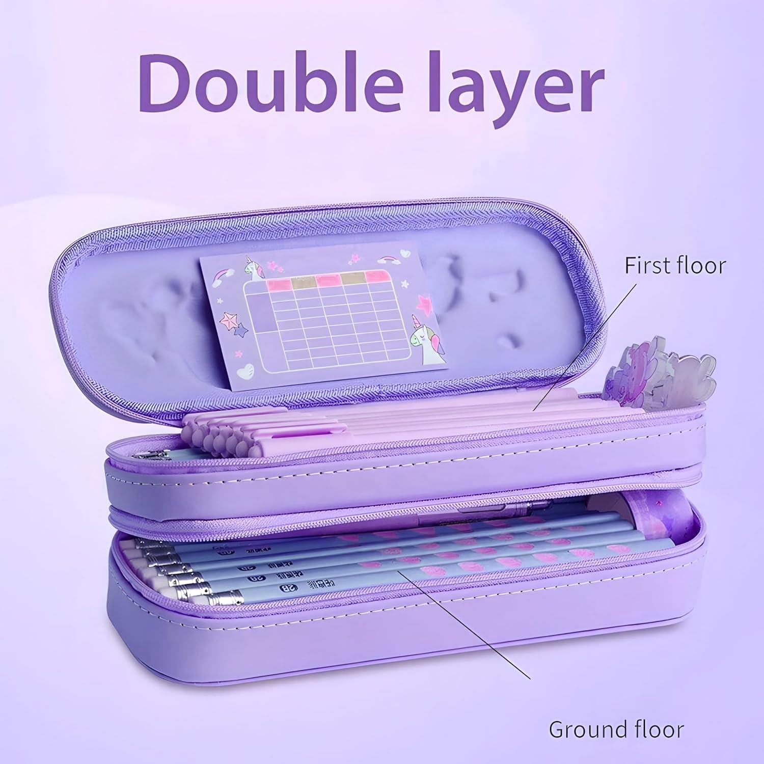 Umadiya Premium Double Layer Girl Pencil Case 3D Cover Eva Space Doll Theme Large Capacity Pencil Zipper Pouch Bag Compass School Organizer Students Kids Stylish Pen Holder Stationery Box(Girl)