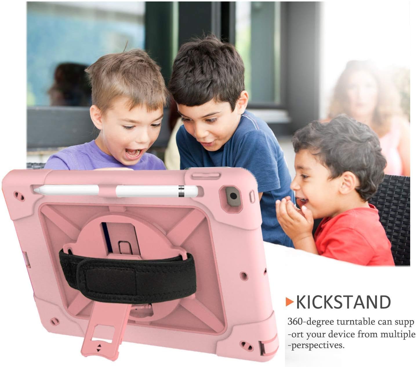Buy 2 get 3 iPad 10.2 Case with Pencil Holder | SIBEITU iPad Case 7th/8th Generation Shockproof Heavy Duty w/Stand Hand Strap | Hard Durable Rugged Protective Cover for iPad 8th Gen Rose Gold