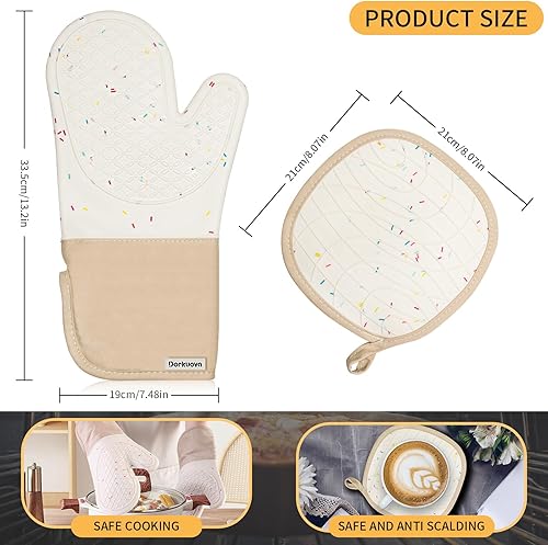 Miniatura 2 de Guante de horno lindo, mitones de cocina, guantes de horno para cocina, guantes de horno para cocina, agarre antideslizante, guantes de horno de