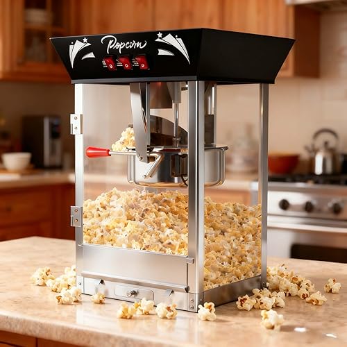 Miniatura 3 de Máquina comercial de palomitas de maíz de 12 onzas, 850 W, máquina de palomitas de maíz de cine, máquina de maíz de mesa negra con control de 3