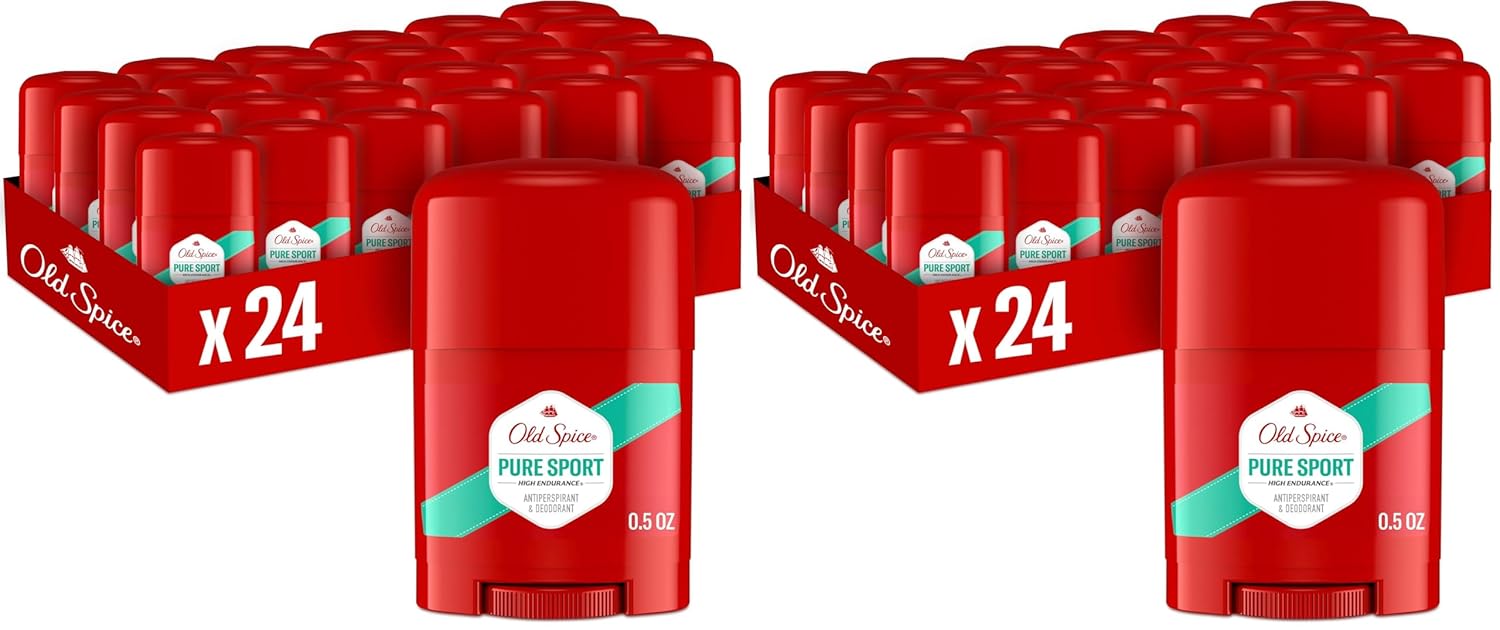 Old Spice Antiperspirant Deodorant For Men,High Endurance,24/7 Sweat Defense & Odor Protection,24/7 Freshness & Lasting Scent,Pure Sport Scent,0.5 oz,(Pack of 48)