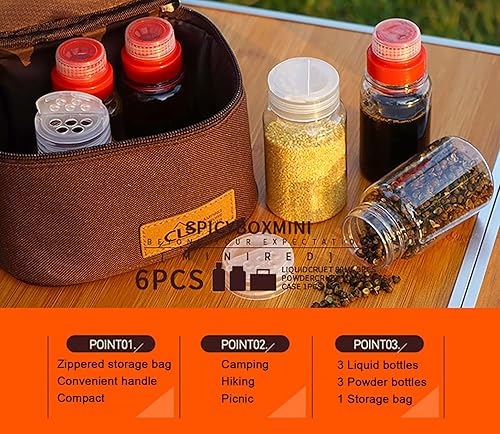 Miniatura 2 de Juego de tarros de condimentos para camping, kit de especias al aire libre, dispensador portátil de condimentos de especias para picnic, barbacoa,