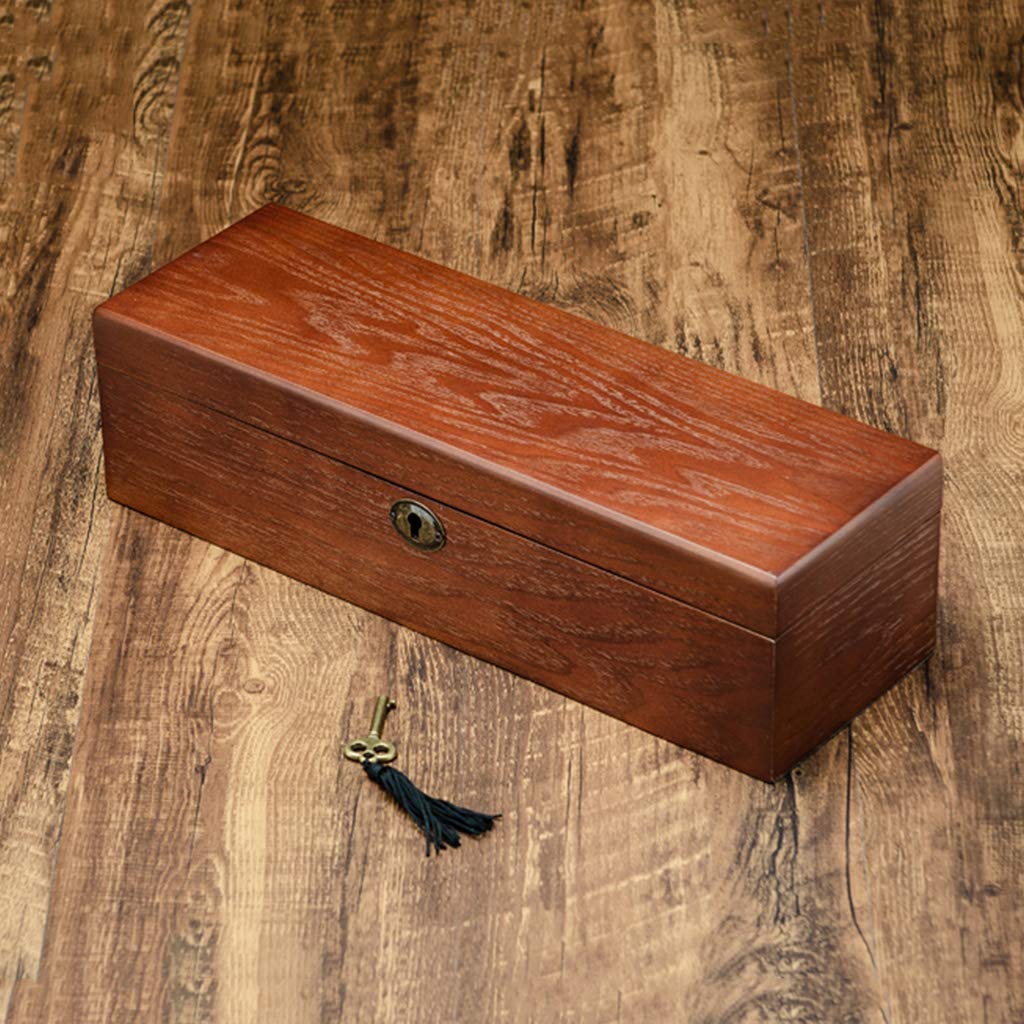 Caja de reloj de madera para hombres, mujeres, 6 ranuras, joyería, pulsera, exhibición, caja de almacenamiento, organizador de escaparate con almohadas suaves y cerradura de metal con cerradura
