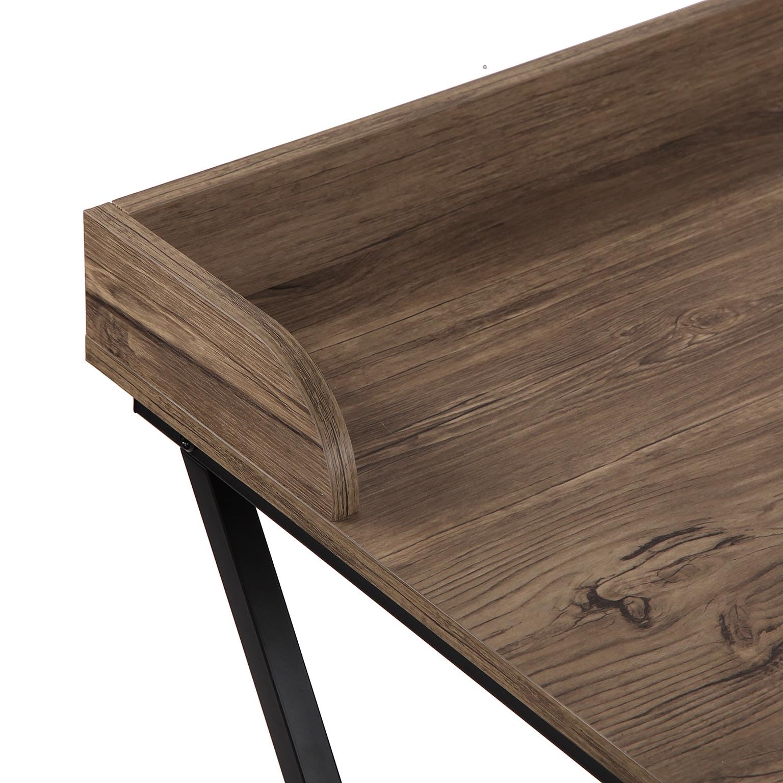 Versa Escritorio, Estilo Moderno Industrial, 79x90x50 cm, Madera MDF y Metal, Marrón y Negro