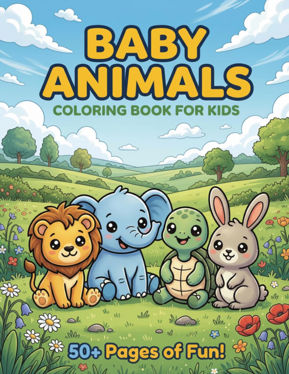 Baby Animals Coloring Book For Kids: 55 Unique Animals from Safari, Farm, Ocean and Forest - Bold and Easy Designs for Toddlers and Kids Ages 1-4