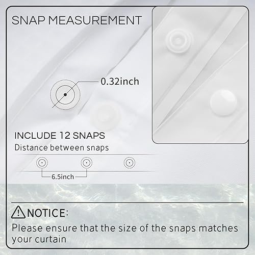 Miniatura 7 de River Dream Repuesto de forro de tela para cortina de ducha a presión, 70 pulgadas de ancho x 54 pulgadas de alto, blanco, con forro desmontable con