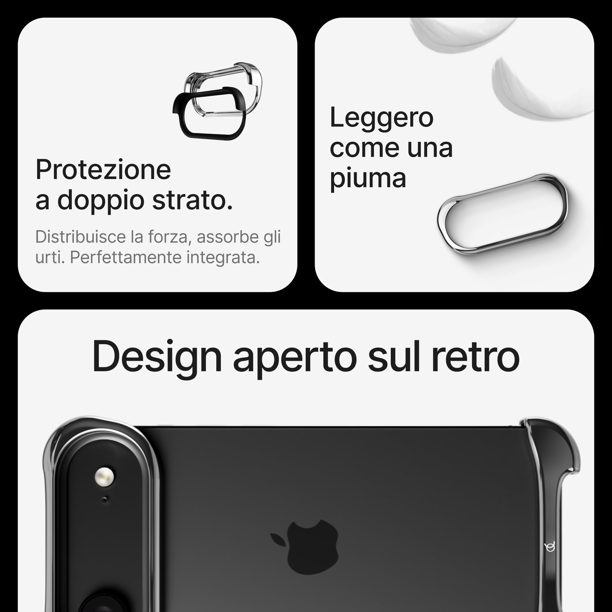 Arc Pulse Compatibile con iPhone Air Custodia (2025), Protezione Minimalista Antiurto, Guscio in Alluminio Aerospaziale + Inserti in Elastomero, Facile da Applicare 6,5”