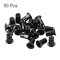 Vista 4 de uxcell Tuercas de remache M4, rosca media hexagonal de acero al carbono galvanizado cabeza plana roscada tuerca de inserción negra 50 piezas