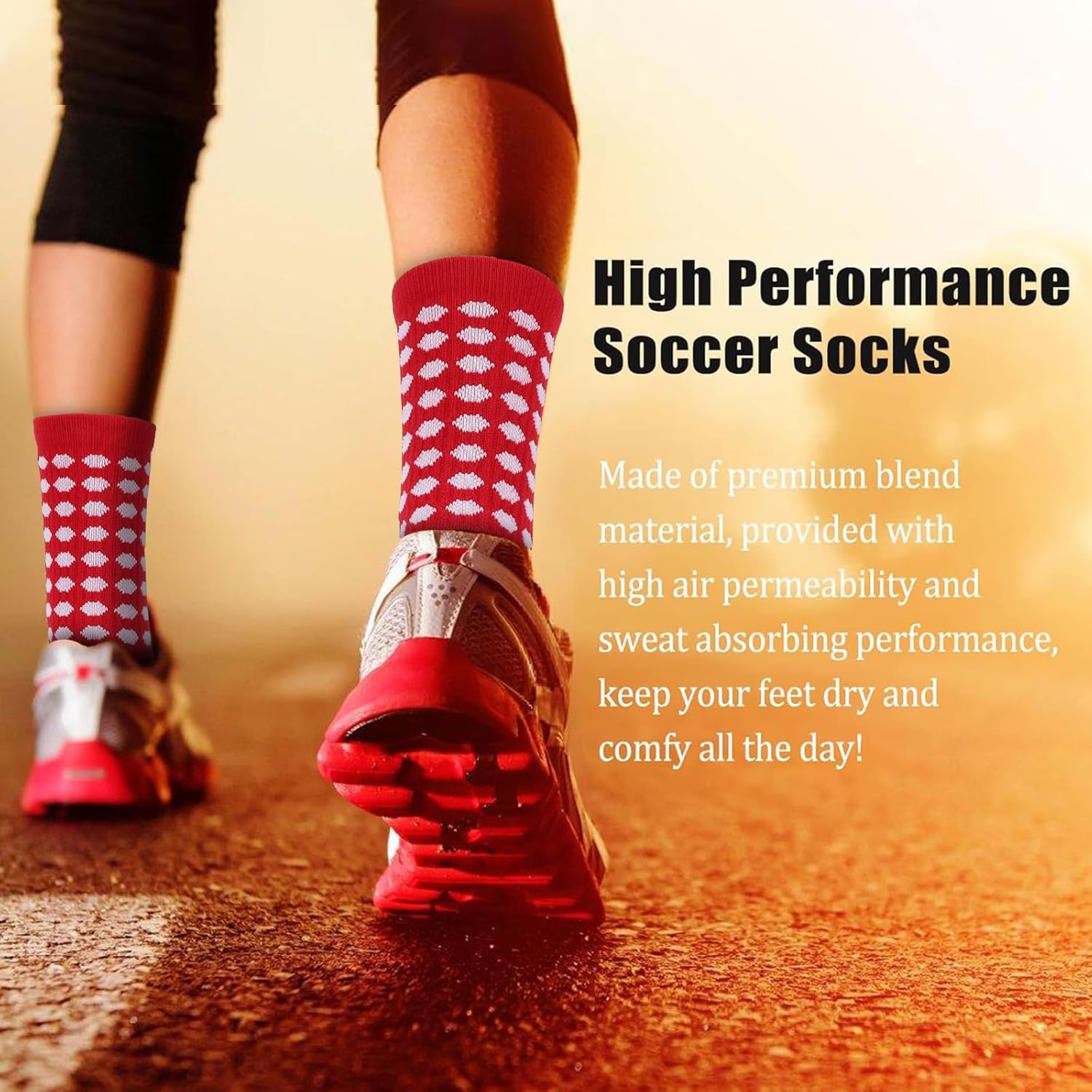 Ultrafun 3/5 Pairs Soccer Socks with Grip Pads Non Slip Football Basketball Sports Socks for Men Women - Image 6
