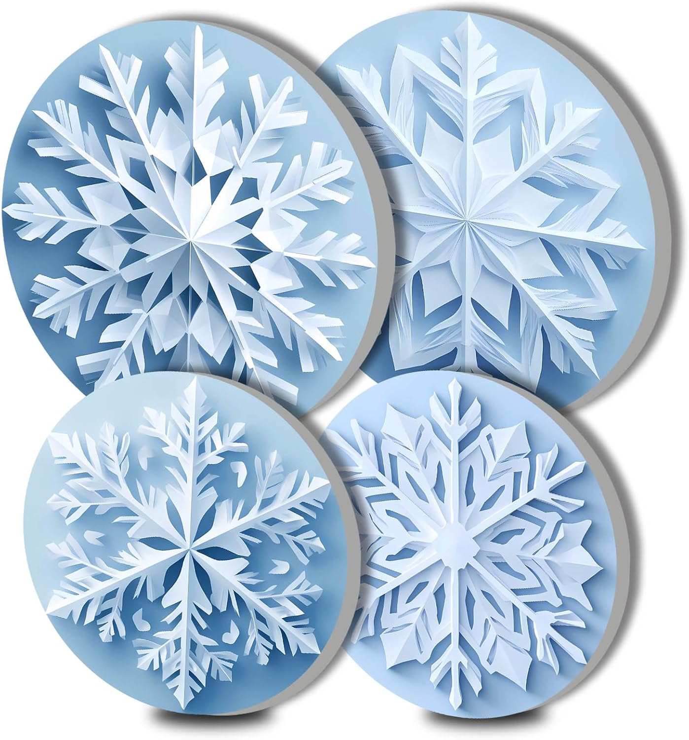 Electric Stove Burner Covers,Set of 4 Round Stove Burner Covers,8 &10 Inch,Gas Stove Burner Covers,Metal Stove Burner Cover,Modern Cooktop Decorative-White Christmas Snowflakes Theme