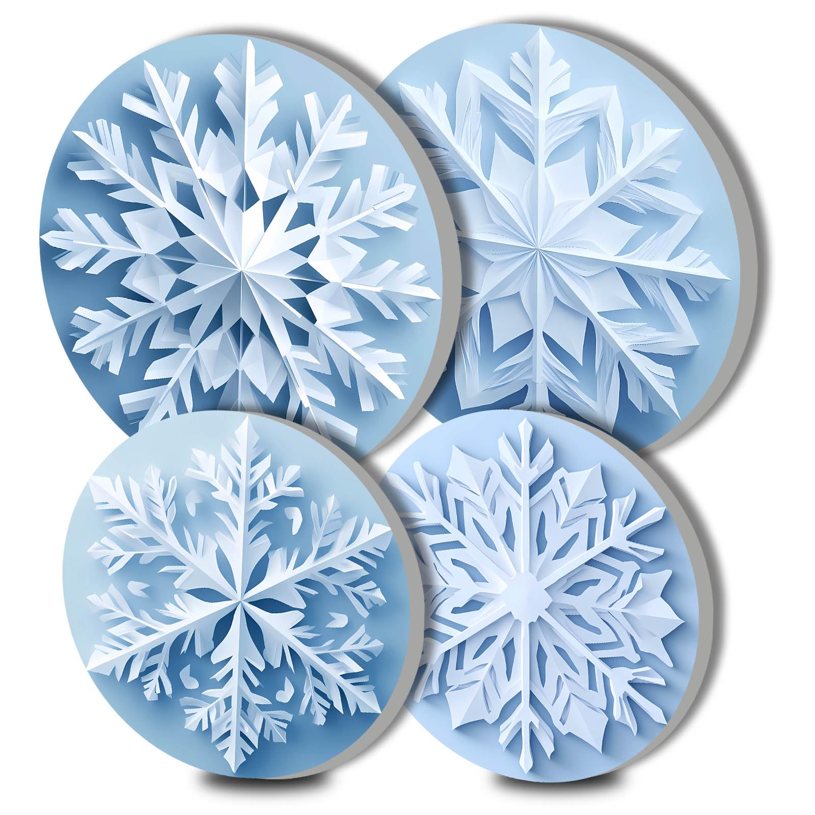 Electric Stove Burner Covers,Set of 4 Round Stove Burner Covers,8 &amp;10 Inch,Gas Stove Burner Covers,Metal Stove Burner Cover,Modern Cooktop Decorative-White Christmas Snowflakes Theme