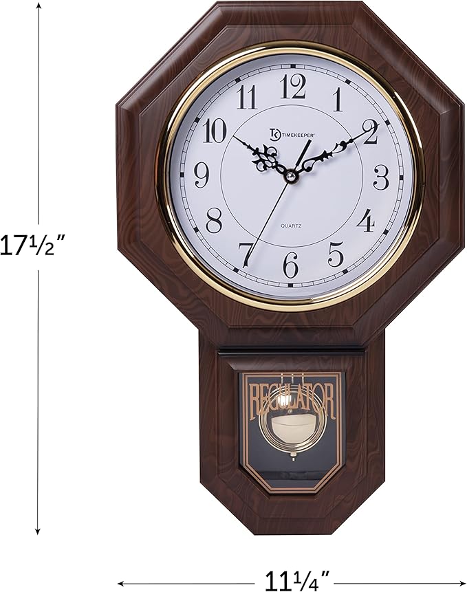 Reloj de Pared Péndulo FENRIR Madera 44.45 x 28.58 cm Color Nogal miniatura 3
