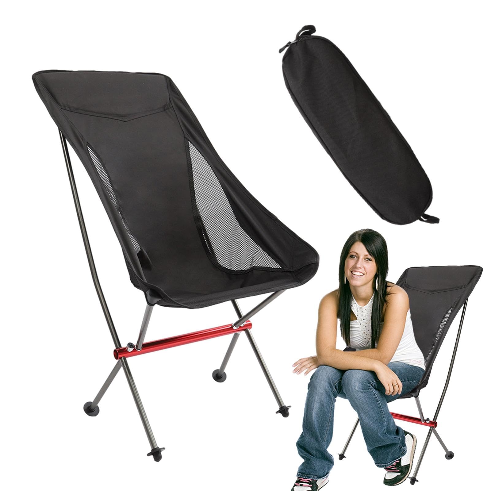 Klappbare Campingstühle für Erwachsene - Leichter Campingstuhl - Kompakter Stuhl für Erwachsene, Bleacher Stühle mit Rücken und Kissen, Stadionsitzkissen, Schnelle Demontage für Parks, Rasen, Picknick