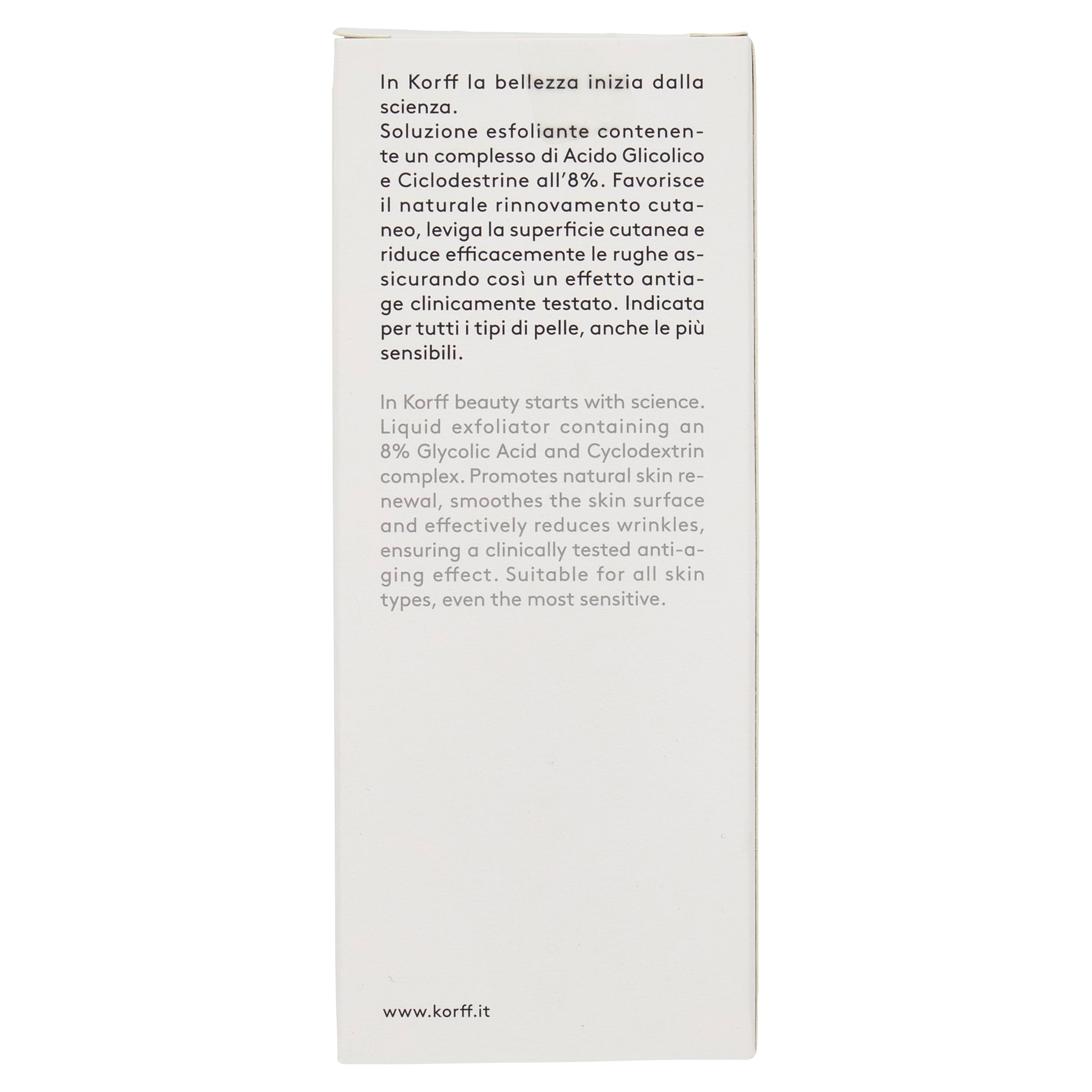 Korff Antiage Gly Soluzione Esfoliante, con un Complesso di Acido Glicolico, Favorisce il rinnovamento Cutaneo, per tutti i Tipi di Pelle, Confezione 100ml