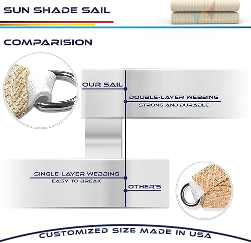 Miniatura 7 de Windscreen4less - Sombra para el sol rectangular para toldo con grado comercial (garantía de 3 años) personalizado, Beige
