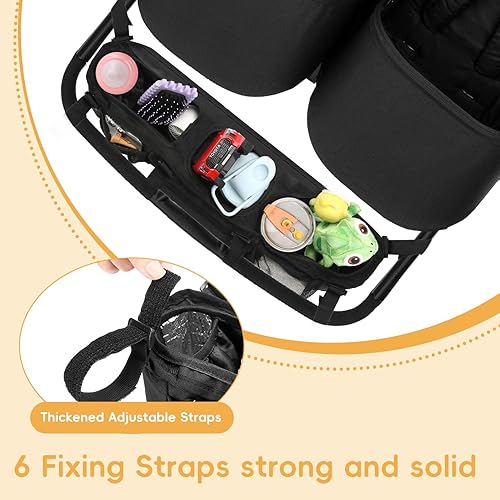Miniatura 4 de Organizador de cochecito doble para Bob Duallie y Baby Jogger City Mini GT2, accesorios de cochecito de bebé doble con 2 bolsillos enfriadores,