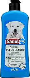 Sanol Dog Shampoo De Pêlos Para Cães E Gatos Pêlos Claros 500 Ml Azul