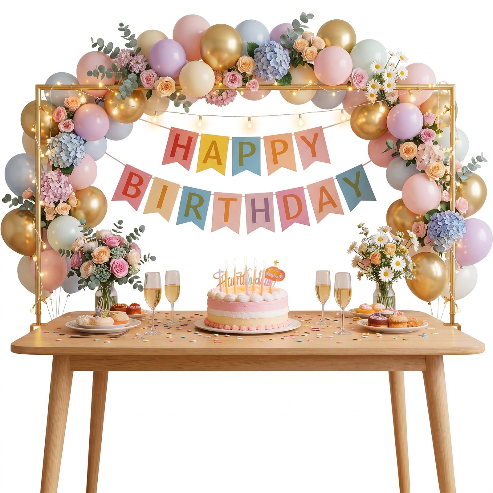Arco de mesa ajustable QCGNIUI con clips de 150 a 220 cm para globos 8