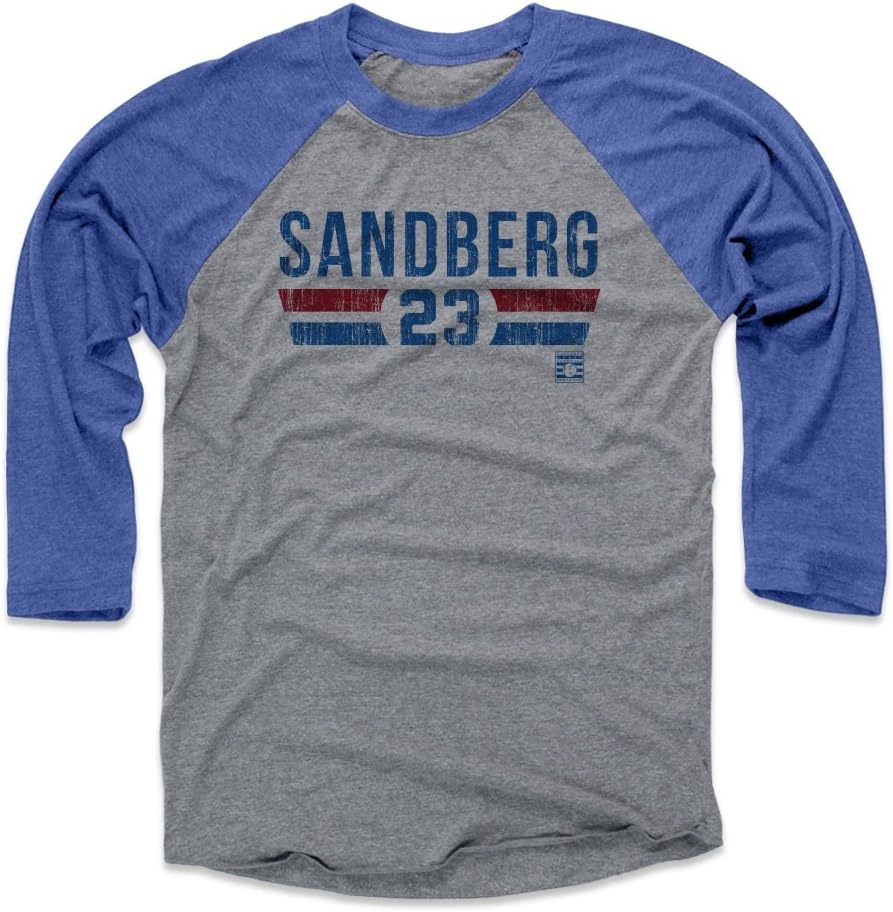500 LEVEL Ryne Sandberg 3/4 Sleeve Raglan T-Shirt - Ryne Sandberg Font