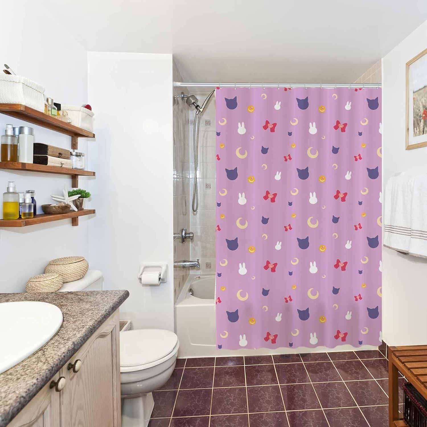 Funnytree Moon Scouts Shower Curtain, Crystal Girls Bathroom Decor, Waterproof Fabric Durable Easy Care Washable, 72"X72"(Hooks Not Included) SC00029-002