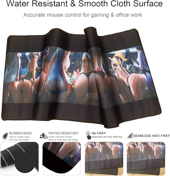 Gaming Mouse Pad Extended XXL Size Sexy Ass Desk Pad for PC Laptop - Functional Non-Slip Rubber Base with Stitched Edges