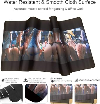 Gaming Mouse Pad Extended XXL Size Sexy Ass Desk Pad for PC Laptop - Functional Non-Slip Rubber Base with Stitched Edges