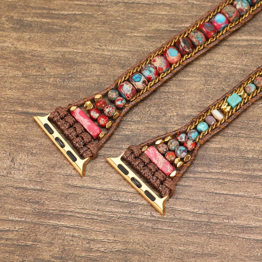 Handmade Watch Band Compatible with Apple Watch Bracelet band 38mm 40mm 41mm 42mm 44mm 45mm, Boho watch band Compatible with Apple watch 1, 2, 3, 4, 5, 6, 7, SE