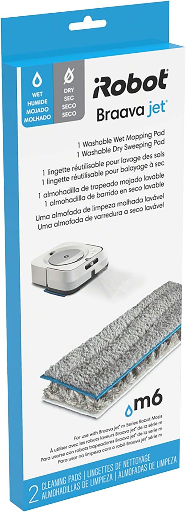 Authentic Replacement Parts- Braava jet m Series Washable Pads Multi-Pack, (1 Wet & 1 Dry Pad),Gray - 4632811