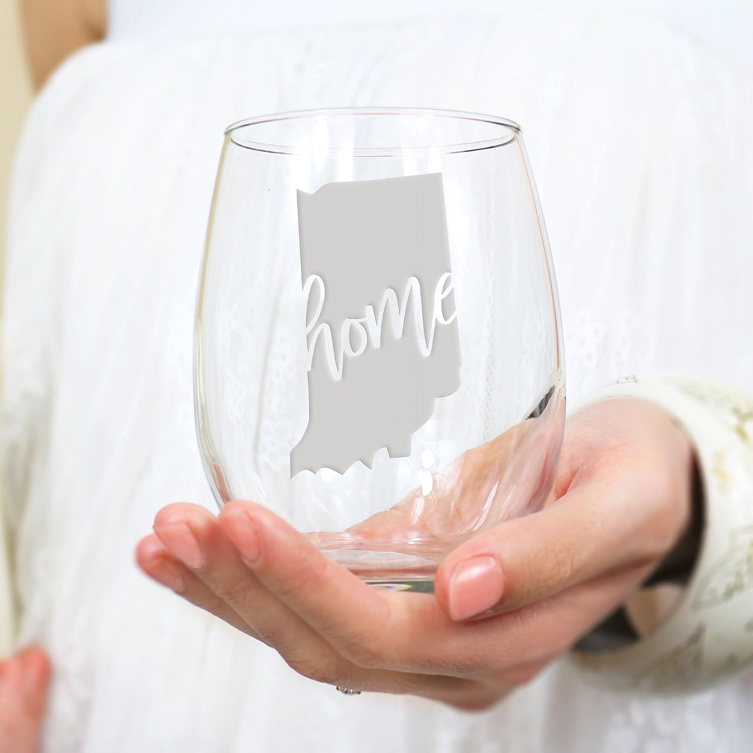 Indiana State Stemless Wine Glass - Indiana Gift, Fan Gift - 2 Glasses