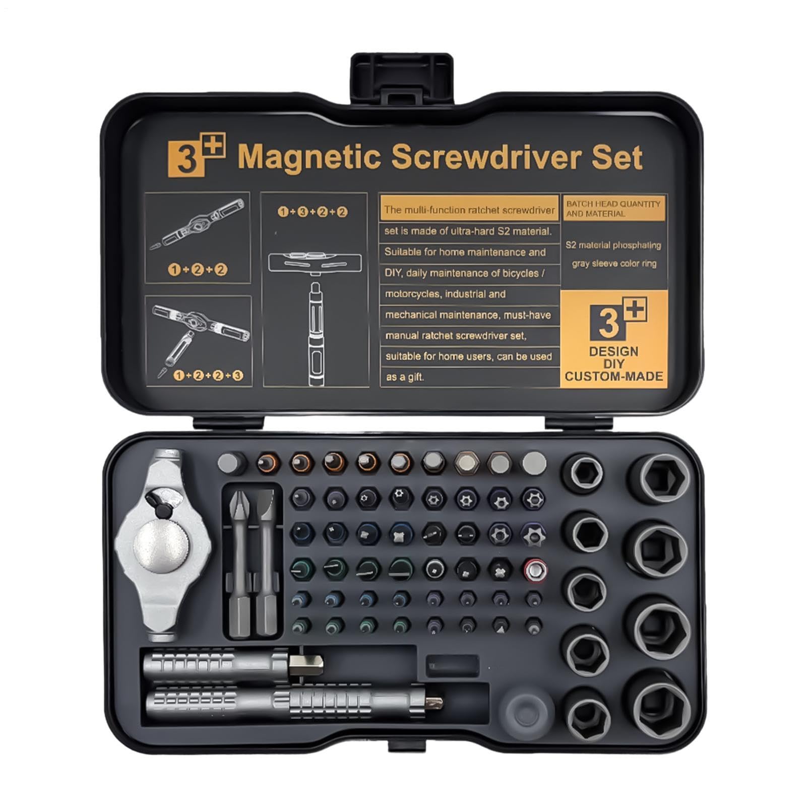 Juego de Destornillador Magnético con Trinquete Kit de Herramientas | Mini Juego de Trinquete Ergonómico Para Taller Doméstico, Electrónica, Ordenador, Reloj, Coche