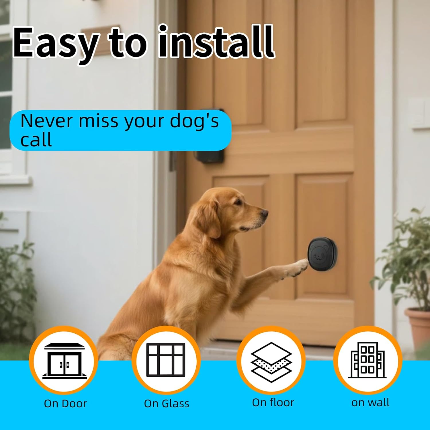 Colorful Doggy Door Bell Wireless, Potty Training Bells for Dogs and Dog Bells to Go Outside, Puppy Clicker with Adjustable Volume,Training Behavior Aid, Door Bell Wireless Essential