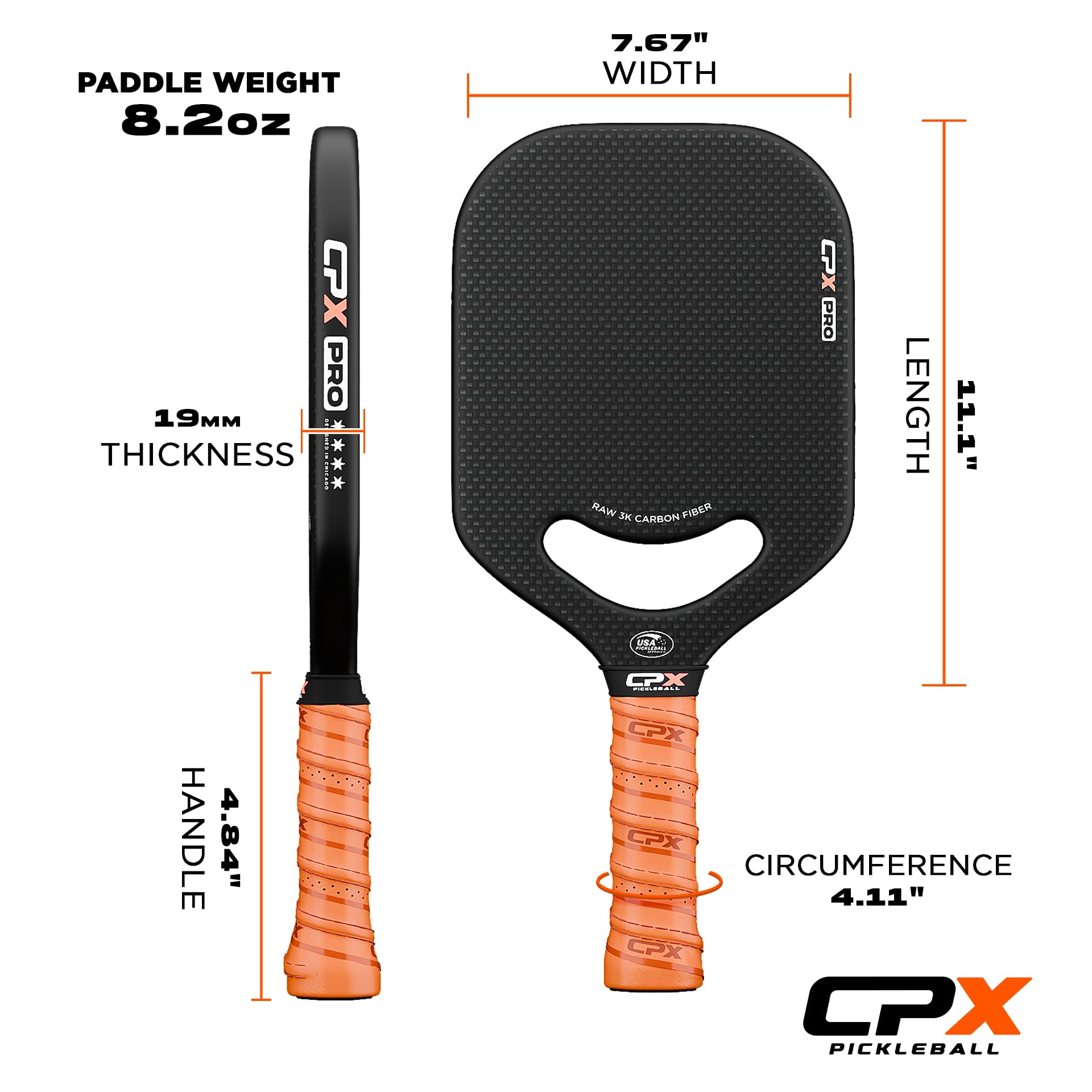 Amazon | CPX Pro カーボンファイバーピックルボールパドル