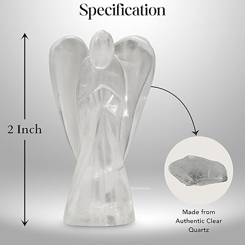 Miniatura 3 de Ángel de cuarzo transparente de Amazing Gemstone - Ángel de cristal de cuarzo transparente y figuritas de cristal de ángel guardián de bolsillo