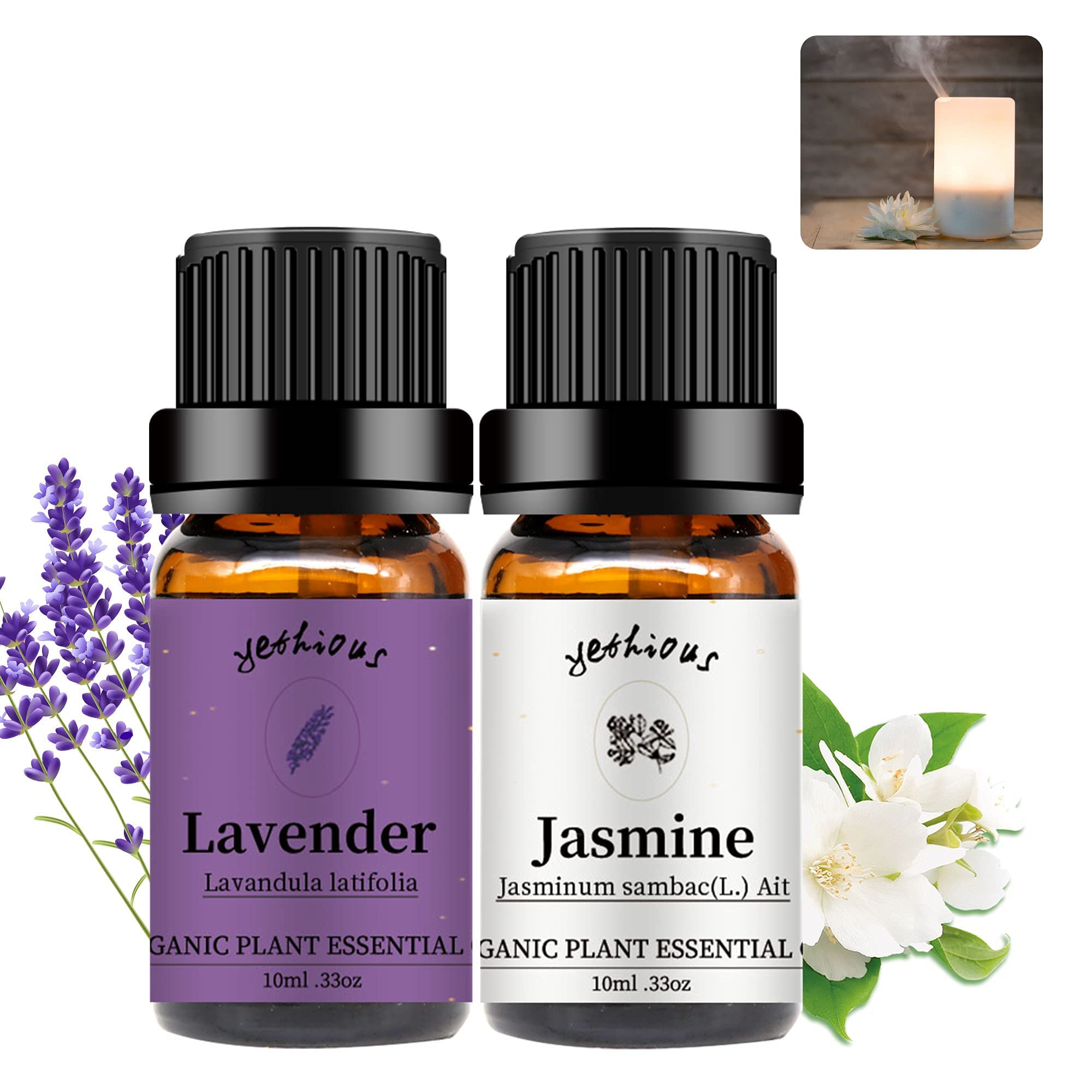 Amazon.com: yethious Jasmine Lavender Essential Oil Set Organic